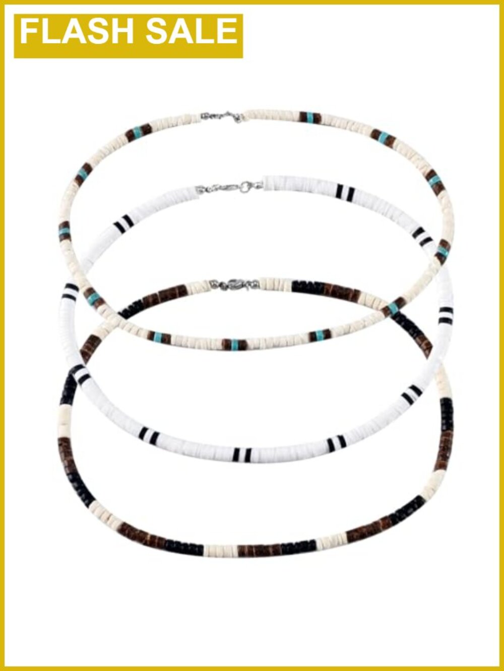 Puka Shell Necklace Set Coconut Wood Bead Surfer Necklace Adjustable